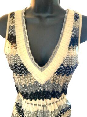 Missoni Chevron Knit Sleeveless Dress With V-Neckline & Elastic Waist Made In It
